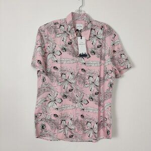 London Peter Werth Men's Pink Floral Button Down Shirt Size XL Hawaiian Beach